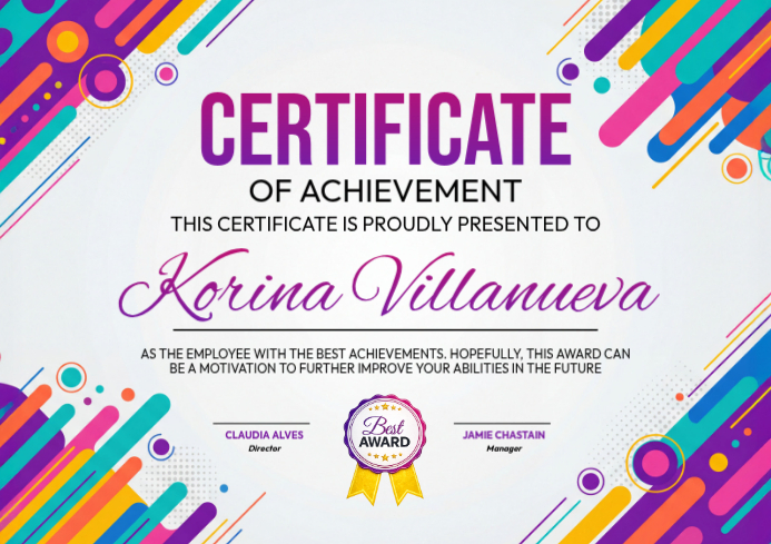 White Geometric Certificate of Achievement A4 Template | PosterMyWall
