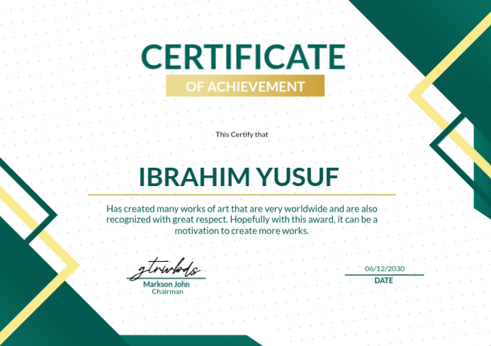 Modèle White Geometric Certificate of Achievement A4 | PosterMyWall