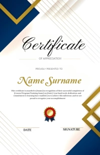 White Geometric Certificate Of Appreciation  Tabloid template