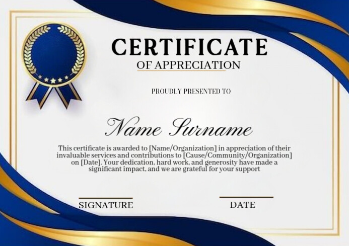 White Geometric Certificate Of Appreciation Template A4 | PosterMyWall