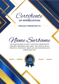 White Geometric Certificate Of Appreciation Template A4