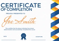 White Geometric Certificate Of Completion  A3 template