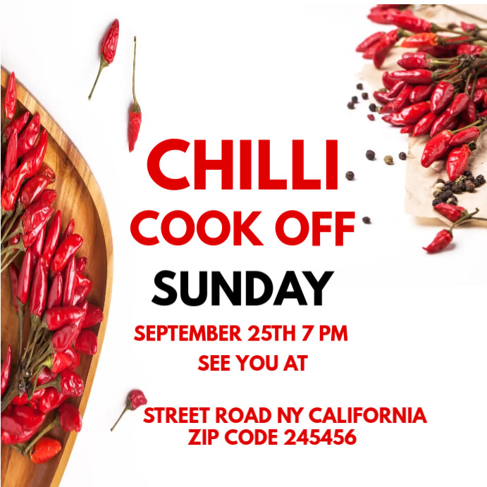 White Geometric Chili Cook-off Instagram Post template