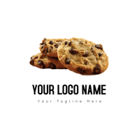 White White Geometric Chocolate Chip Cookie Bakery Biscuits Recipe Logo โลโก้ Template