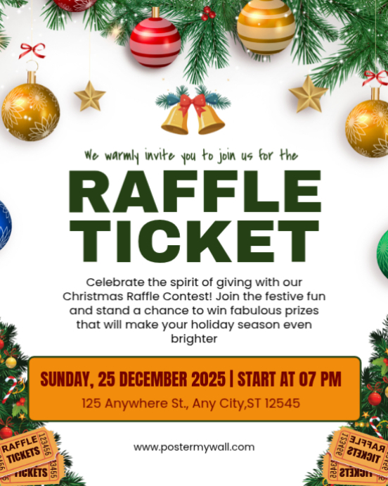 White Geometric Christmas Raffle Ticket Contest Instagram Portrait ...