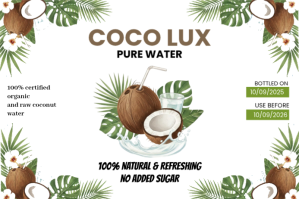White Geometric Coconut Water Label Label template