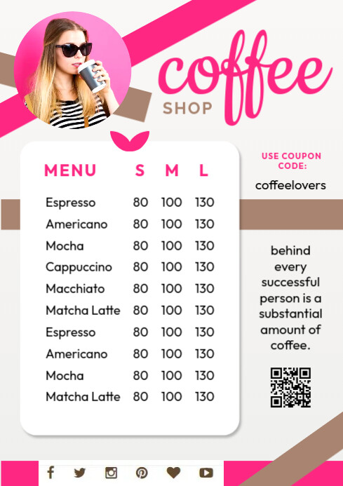 White Geometric Coffee Shop A1 template
