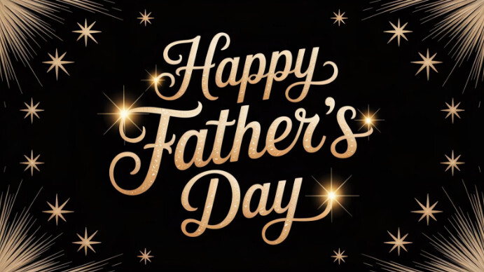 White Geometric Elegant Happy Father's Day Gold Glitter Text Design ...