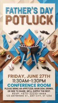 White Geometric Father's Day Potluck Instagram Story Video template