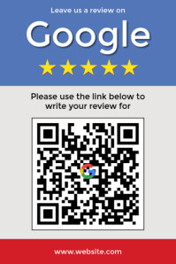 White Geometric Google Review Poster Plakat template