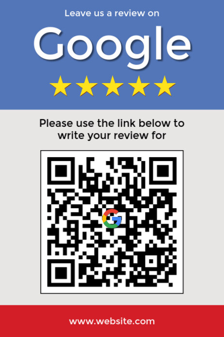 White Geometric Google Review Poster Plakat template