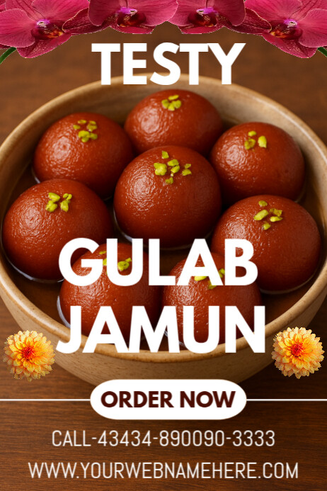 White Geometric Gulab Jamun Poster Template | PosterMyWall