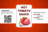White Geometric Hot Tomato Sauce Label template