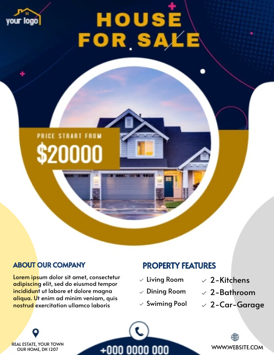 Copy of White Geometric House For Sale Flyer (us Lett | PosterMyWall