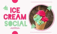White Geometric Ice Cream Social Tag Etiqueta template