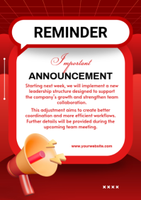 White Geometric Important Announcement Poster  A4 template