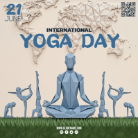 White Geometric International Yoga Day Square Vierkant (1:1) template