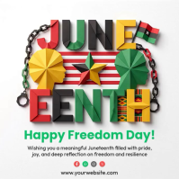 White Geometric Juneteenth Celebration Square Video Kvadrat (1:1) template