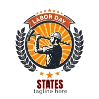 White Geometric Labor Day Logo template