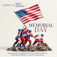 White Geometric Memorial Day Square Video Quadrado (1:1) template