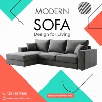 White Geometric Modern Sofa Ad Template Instagram Post