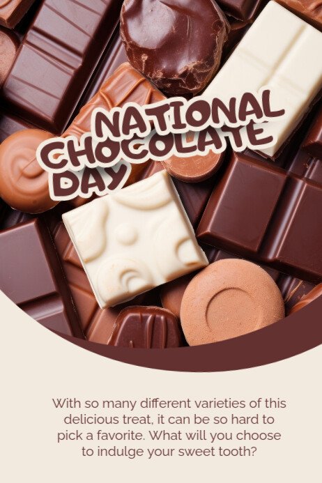 White Geometric National Chocolate Day Poster template