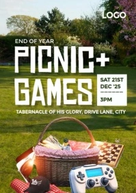 White Geometric Picnic And Games A3 template