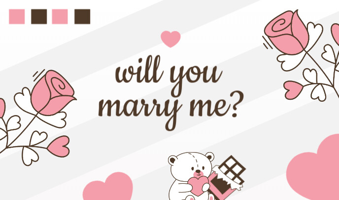 White Geometric Pink Will You Marry Me? Tag Merker template