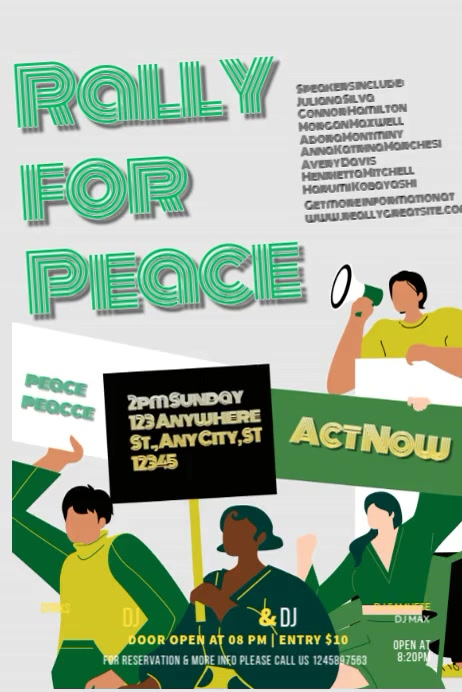 White Peace Rally Posters Template | PosterMyWall