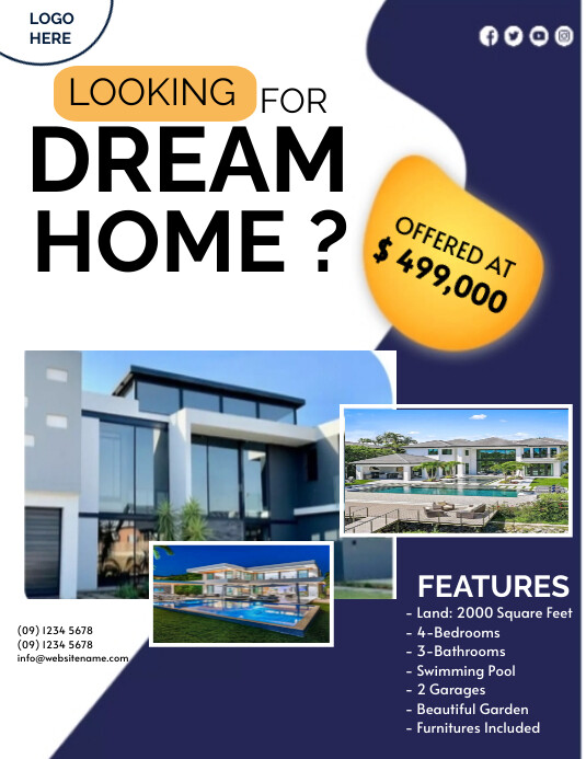 Copy of White Geometric Real Estate Dream House Flyer | PosterMyWall