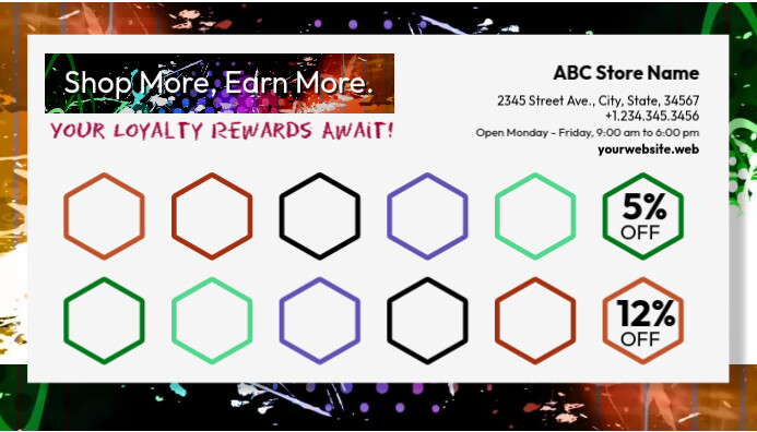 Copy of White Geometric Shop More Earn More Loyalty Reward Card ...