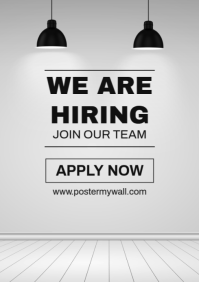 White Geometric We Are Hiring A4 template