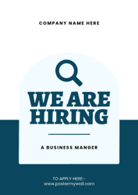 White Geometric We Are Hiring A4 template