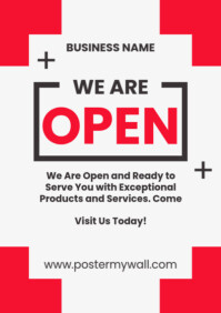 白色 Business Reopening Announcement A2 Template