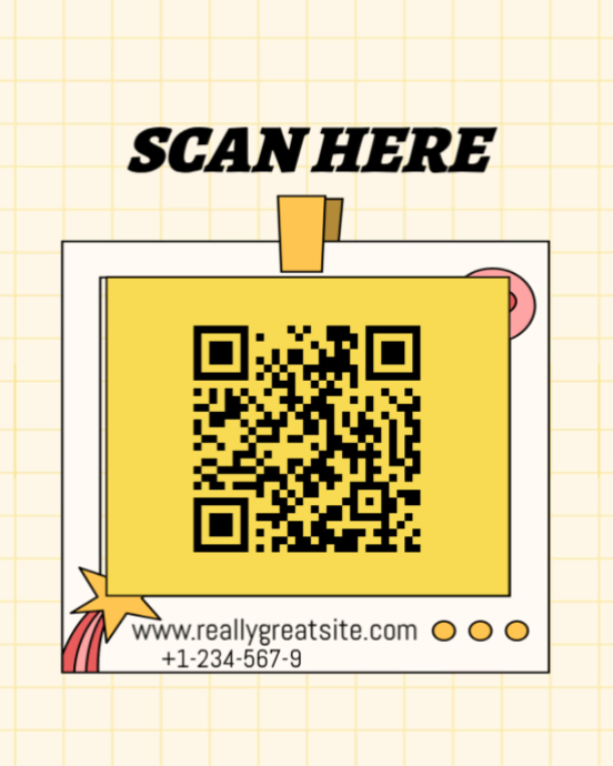 White Geometric Yellow Black Simple Retro Qr Code Poster Instagram ...
