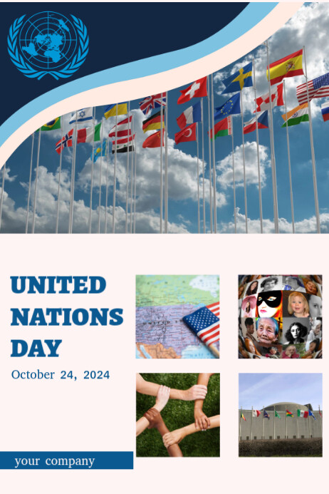 White Geometris Poster For United Nations Day 2024, Pbb, Happy United Nations Day Poster template