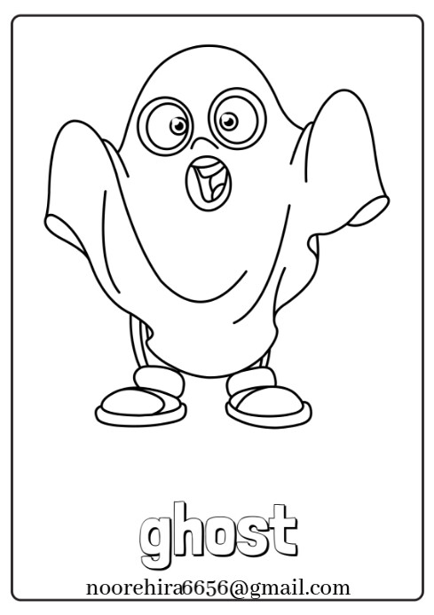 White Ghost Coloring A4 Template PosterMyWall