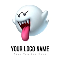 White Ghost Illustration Logo template