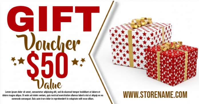 White Gift Voucher Animated Digital Template Facebook Shared Image ...