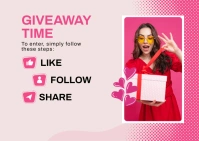 White  Giveaway Pink  Postcard template