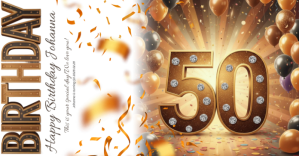 White gold  50th Birthday Celebration Facebook Shared Image template