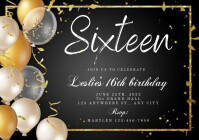 Black and Gold - Birthday Invitation Template | PosterMyWall