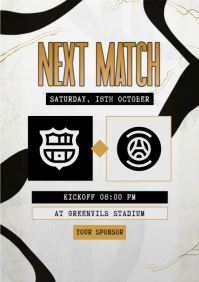 White gold black Abstract Soccer Next Match  A4 template