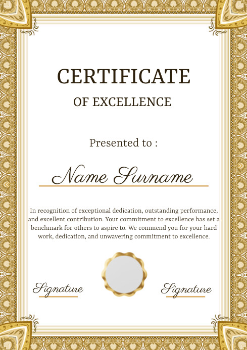 White Gold Elegant Certificate A4 template