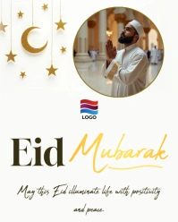 White gold Joyful Eid Mubarak Instagram Portrait template