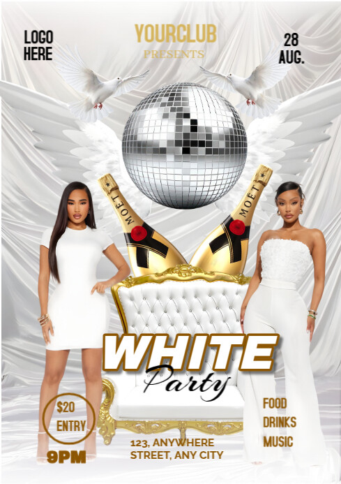 Copy of White Gold Maximalist White Party Template A4 | PosterMyWall