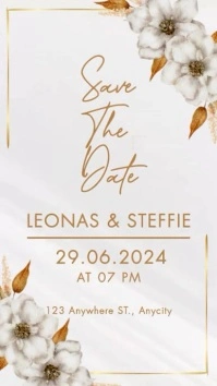 White Golden Floral Wedding Invitation  Insta Instagram Story template