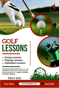 White  Golf Lessons  Poster template