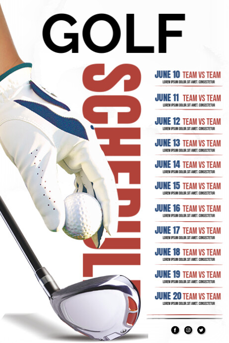 White Golf Schedule Poster Template PosterMyWall