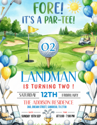 White Golf-themed Birthday Party Flyer template